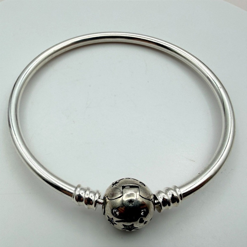 Vintage Y2K Silver Tone Star Rhinestone Bangle Women's Classic Fashion Jewelry
